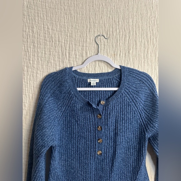 Sundance Birdie Henley Silk Blend Sweater Blue - Picture 3 of 5